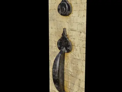 Door Handle 3 - Brass and Steel Materials 3D model