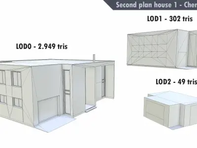 Second Plan Houses Pack Low-poly 3D model