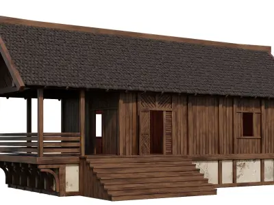 Old Medieval House Building 4K Textures GameReady 98 Low-poly 3D model