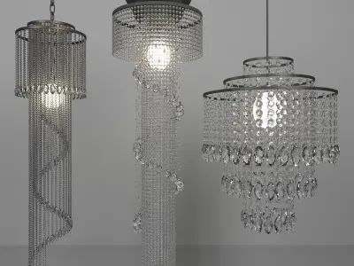 Set of crystal chandeliers 3D model