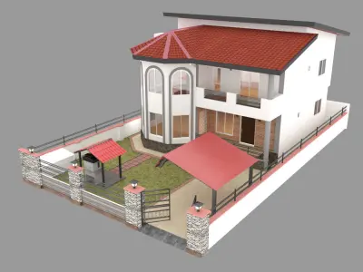 Residential House with exterior 123 - 3D model  3D model