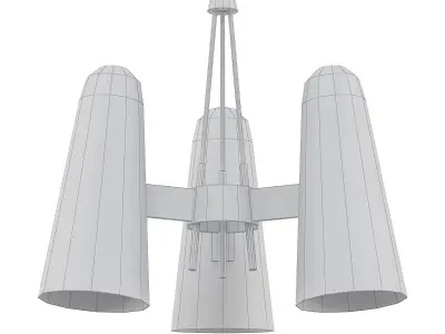 MONTFAUCON 3 three light chandelier with brass and shades 3D model