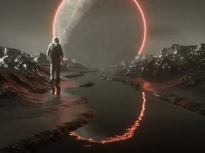 A sci-fi moon scene 3D model