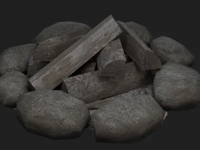 Campfire Low-poly 3D model