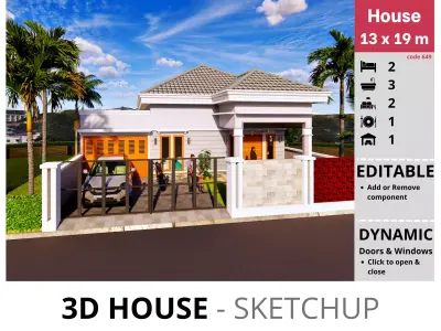 House 13x19m code 649 - Sketchup 3D model 3D model 3D model