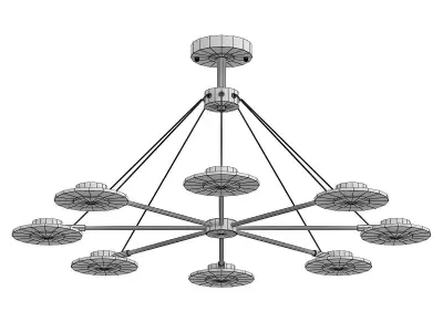 nadin chandelier with six glass shades and gold accents 3D model