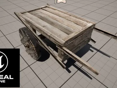 Medieval Wooden Cart Low-poly 3D model get