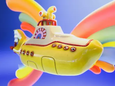 Yellow Submarine Low-poly 3D model
