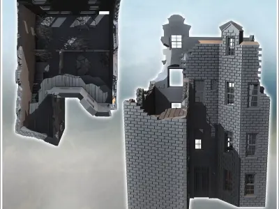 Ruined baroque-style building with a ground-floor shop 13 - Mode 3D print model