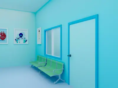 Stylized Hospital Room Interior Game Ready Environment Low-poly 3D model