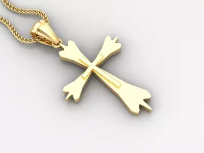 Light Gold 18K Cross Pendant 2CP037 3D print model