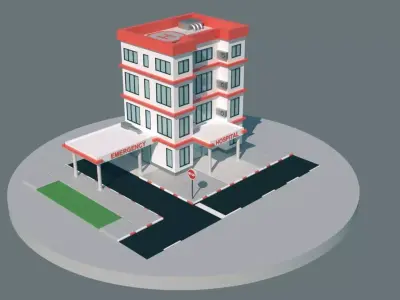 HOSPITAL LOW-POLY STYLE Free low-poly 3D model