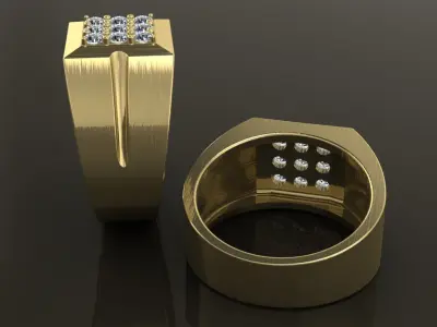 Signet Ring Square Cluster 9 Stone Mix Size 7-12 3D print model