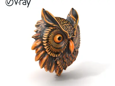 Owl Head Door Knocker Bronze Details model pack Low-poly 3D model