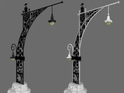 Streetlight Antoni Gaudi i Cornet and Pere Falques Low-poly 3D model