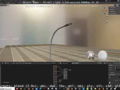 Street Light 1 Galvanized 6000mm 1F 1P Low-poly 3D model
