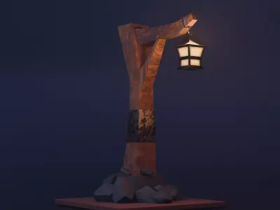 Old street lamp 3D model Low-poly 3D model