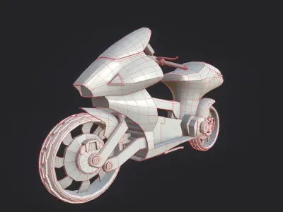 SCI-Fi Speed-Bike Low-poly 3D model
