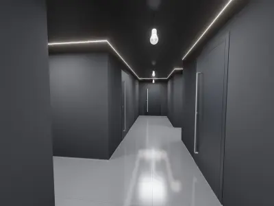 Hallway empty with walls 3D model