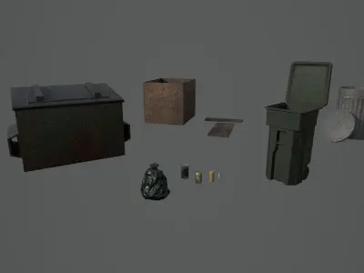 city Trash pack Free low-poly 3D model