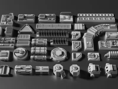 ULTIMATE Sci-Fi Greebles Pack 3D model