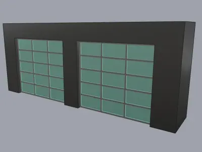 Modern glass panel Garage door for residential house 3D model