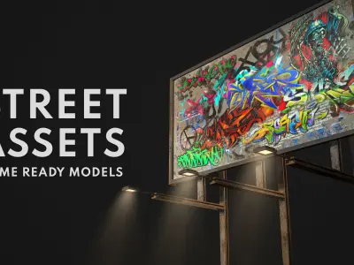 Rooftop Billboard in different variations Free low-poly 3D model