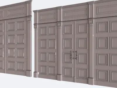 Large wooden doors Low-poly 3D model Low-poly 3D model