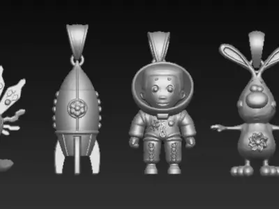 Cute Sci-Fi  Pendant Collection   3D Printable  Jewelry Models 3D print model