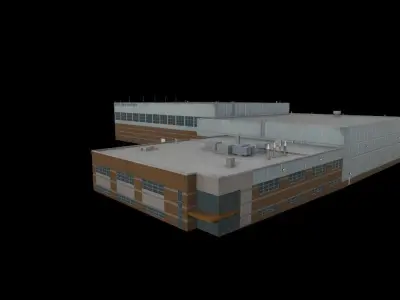3D Building Low Poly  Low-poly 3D model