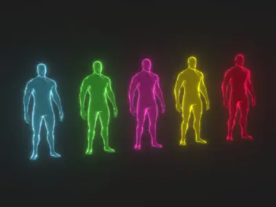 Animated Human Hologram Male 3D Model 28 Animations Low-poly 3D model