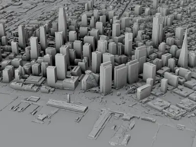 San francisco 3D Skyline City Map Low-poly 3D model
