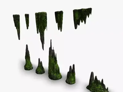 Cave Rock Pack 1 - Moss Low-poly 3D model
