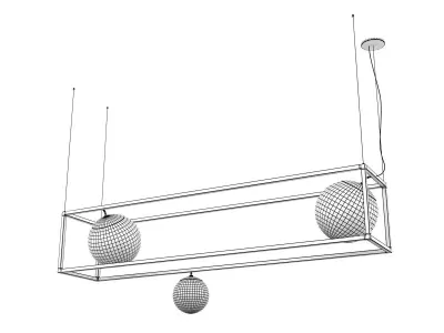 Witt 3 pendant light with two balls hanging from it 3D model