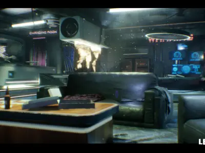 CyberPunk  Sci - Fi Apartment Interior Environment Kitbash Low-poly 3D model