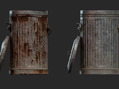 Metal trash can  Low-poly 3D model
