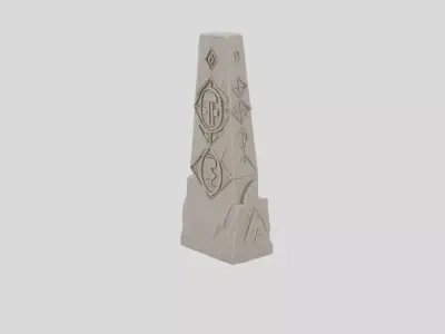Ancient Fantasy Stone Boundary Marker for 3D print Low-poly 3D model