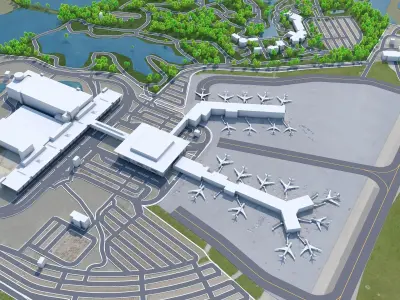Norfolk International Airport 10km Low-poly 3D model