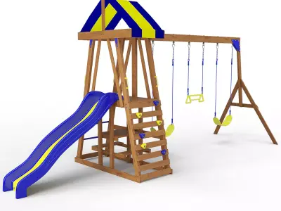 Yukon III Wooden Swing Set 3D model