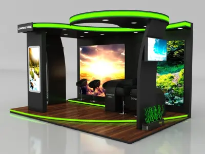 Booth Exhibition Stand Stall 4x6m Height 350 cm 3 Side Open 3D model