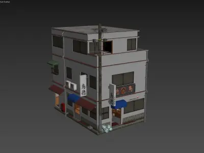 Japanese Izakaya Restaurant 2 - Interior and Exterior Low-poly 3D model