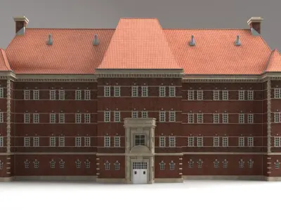 Modular Historicism tenement house  public utility building Low-poly 3D model