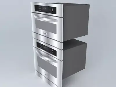 Oven stainless steel with two drawers 3D model