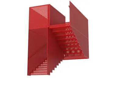 Hanging Red Staircase Low-poly 3D model