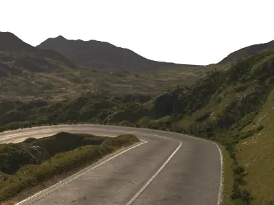 Wild mountain highway bend 3D model