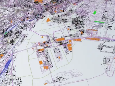 Tokyo City Railway System Road Network Streets and Buildings 3D model