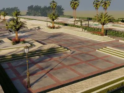 Master plan of landscape garden urban landscape 3D model