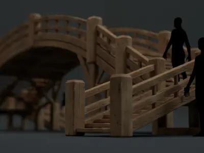 Low-Poly Wooden Bridge Low-poly 3D model