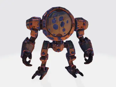 QuadraBot Pack - 4 Low Poly Sphere-Head Robots - Game-Ready Low-poly 3D model