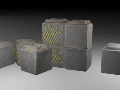 Concrete Barriers Pack  Low-poly 3D model